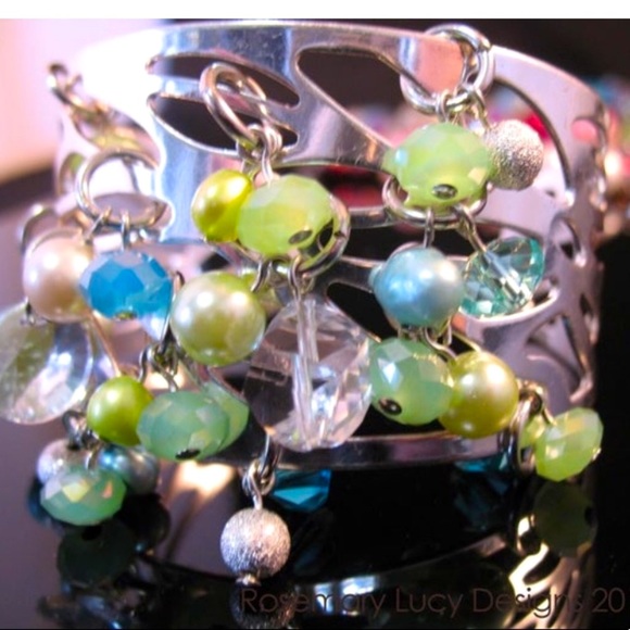 ⭐️Silver bracelet cuff with mixed stones - Picture 3 of 6